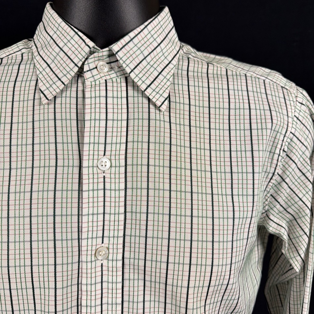 Vintage Beale And Inman London New Bond Street Plaid Grid Check Shirt Size 3 M